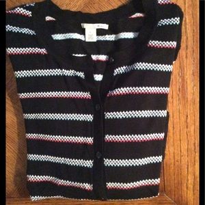 Halogen, Button Down Stripped Short Cardigan, L